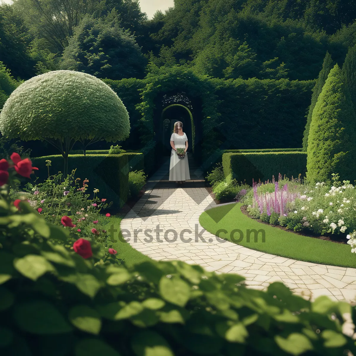 Picture of Fresh Avocado in Lush Garden Landscape