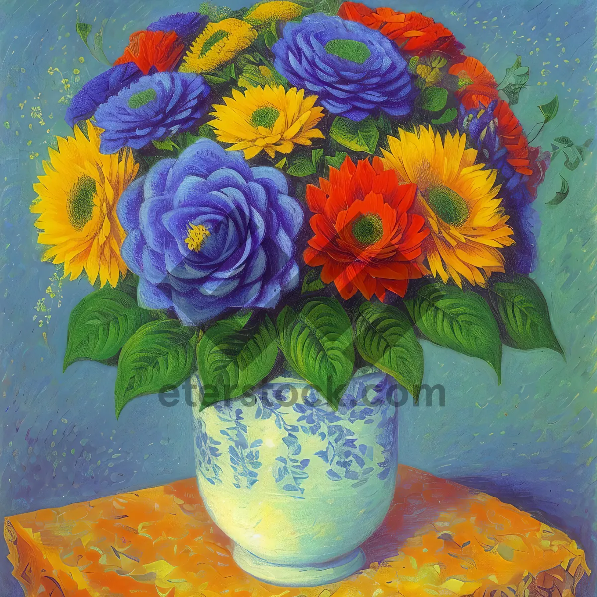 Picture of Colorful Rose Bouquet in Vase