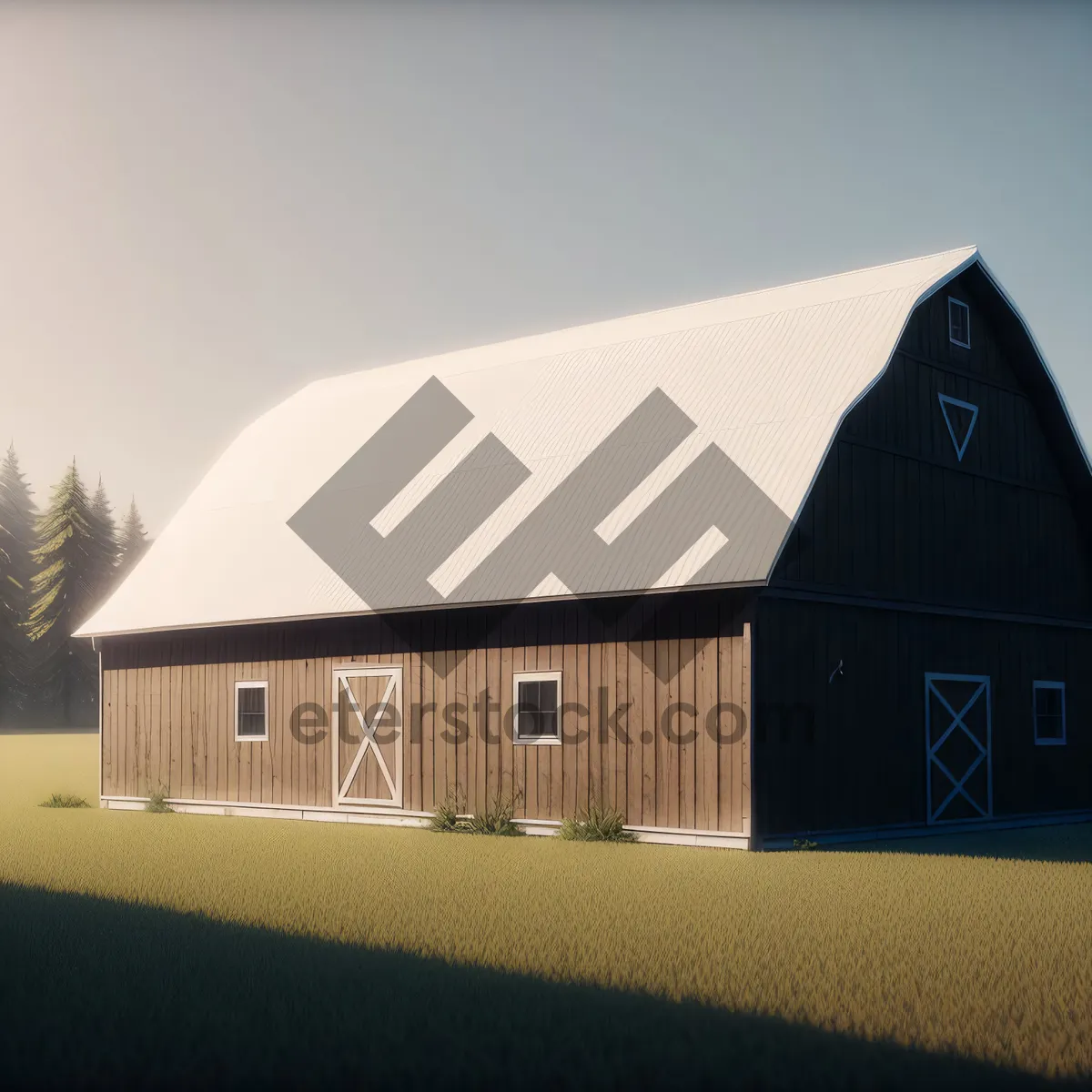 Picture of Rustic Farm Hut Under Clear Blue Sky