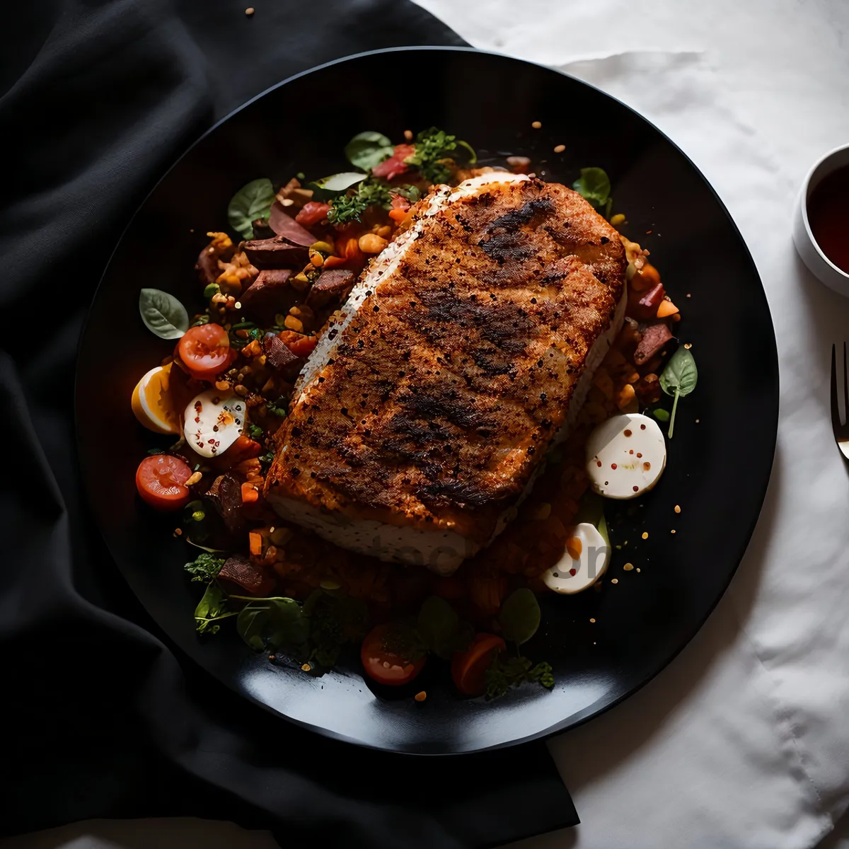 Picture of Delicious Grilled Steak with Rosemary and Vegetables