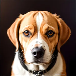 Adorable brown beagle puppy sitting with collar"
(Note: The text provided is a descriptive name for the image and does not contain any additional information or context.)