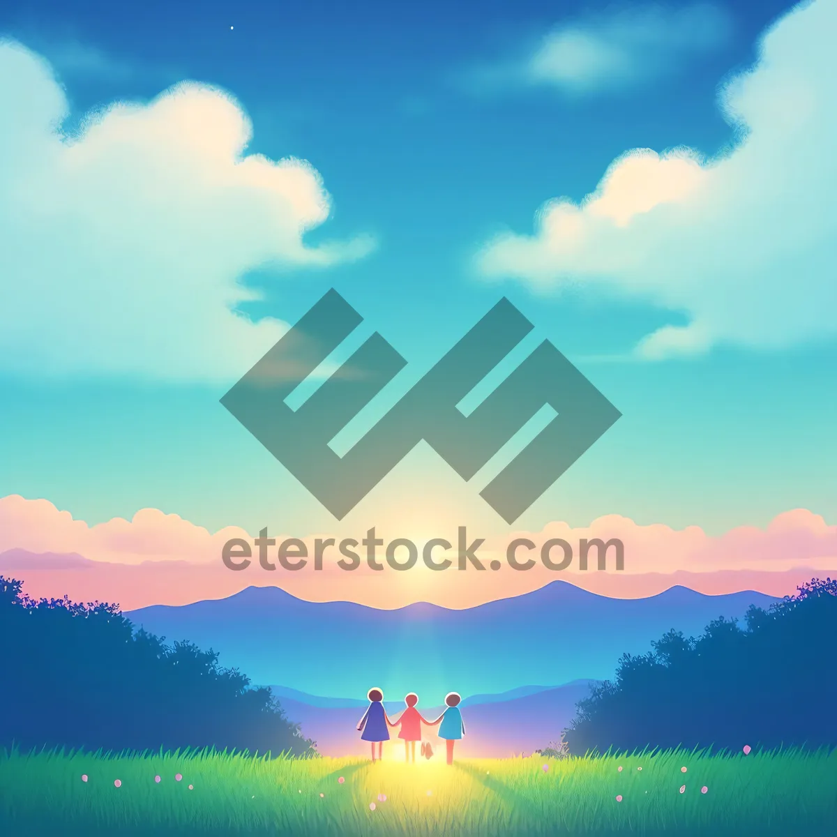 Picture of Vibrant Summer Sky Horizon with Clouds