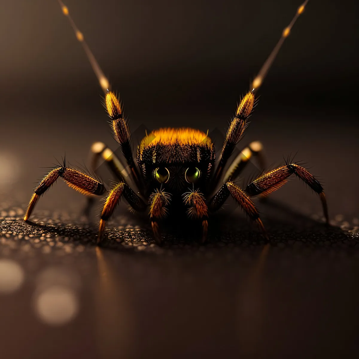 Picture of Captivating Close-Up: Black & Gold Garden Spider in Exquisite Detail