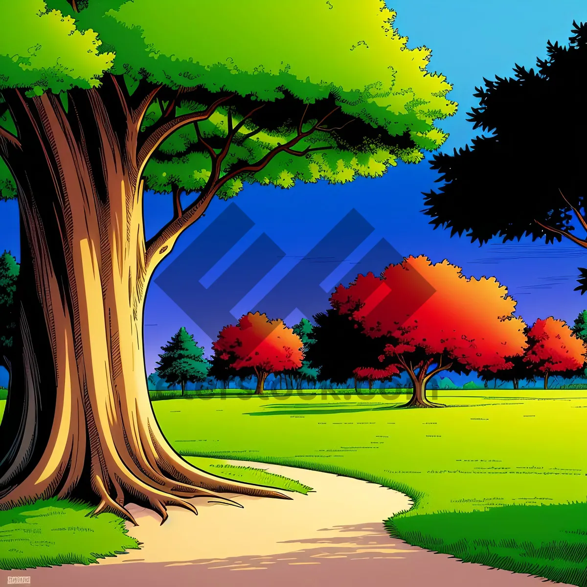 Picture of Serene Summer Sunset over Scenic Golf Course
