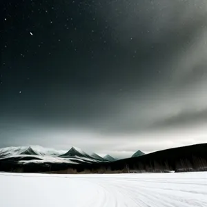 Enchanting scene of majestic mountains draped in glistening snow creates a Winter Wonderland