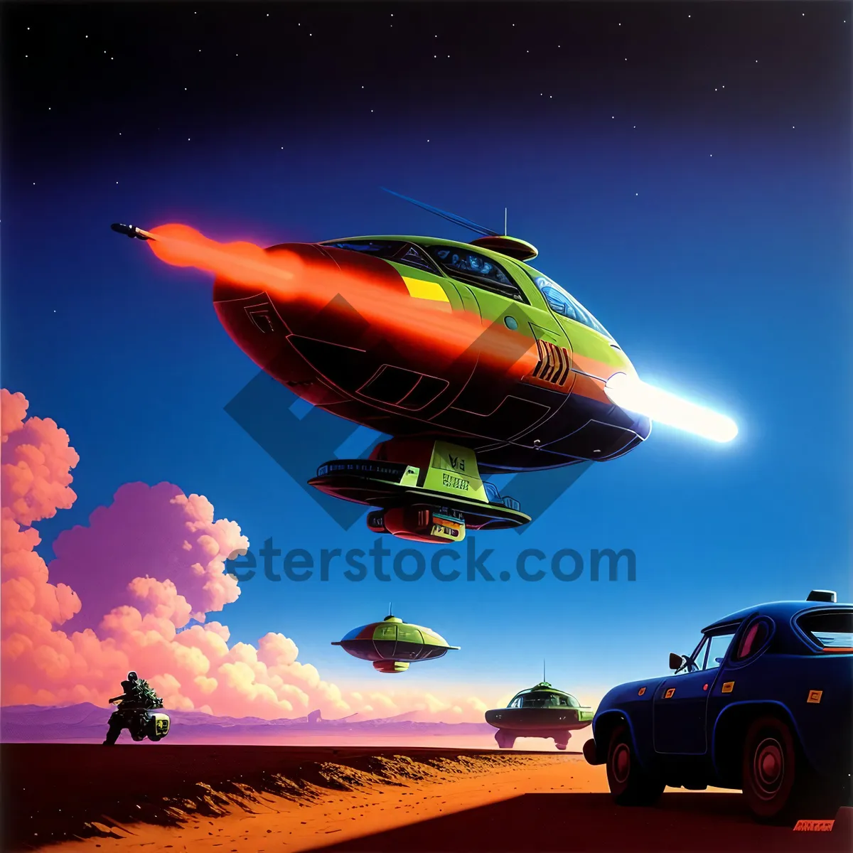 Picture of Sunset Airship in the Sky