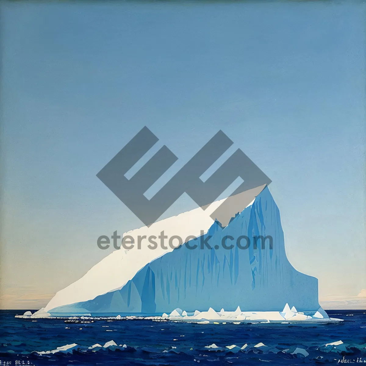 Picture of Serene Summer Sailing amidst Iceberg-dotted Seascape