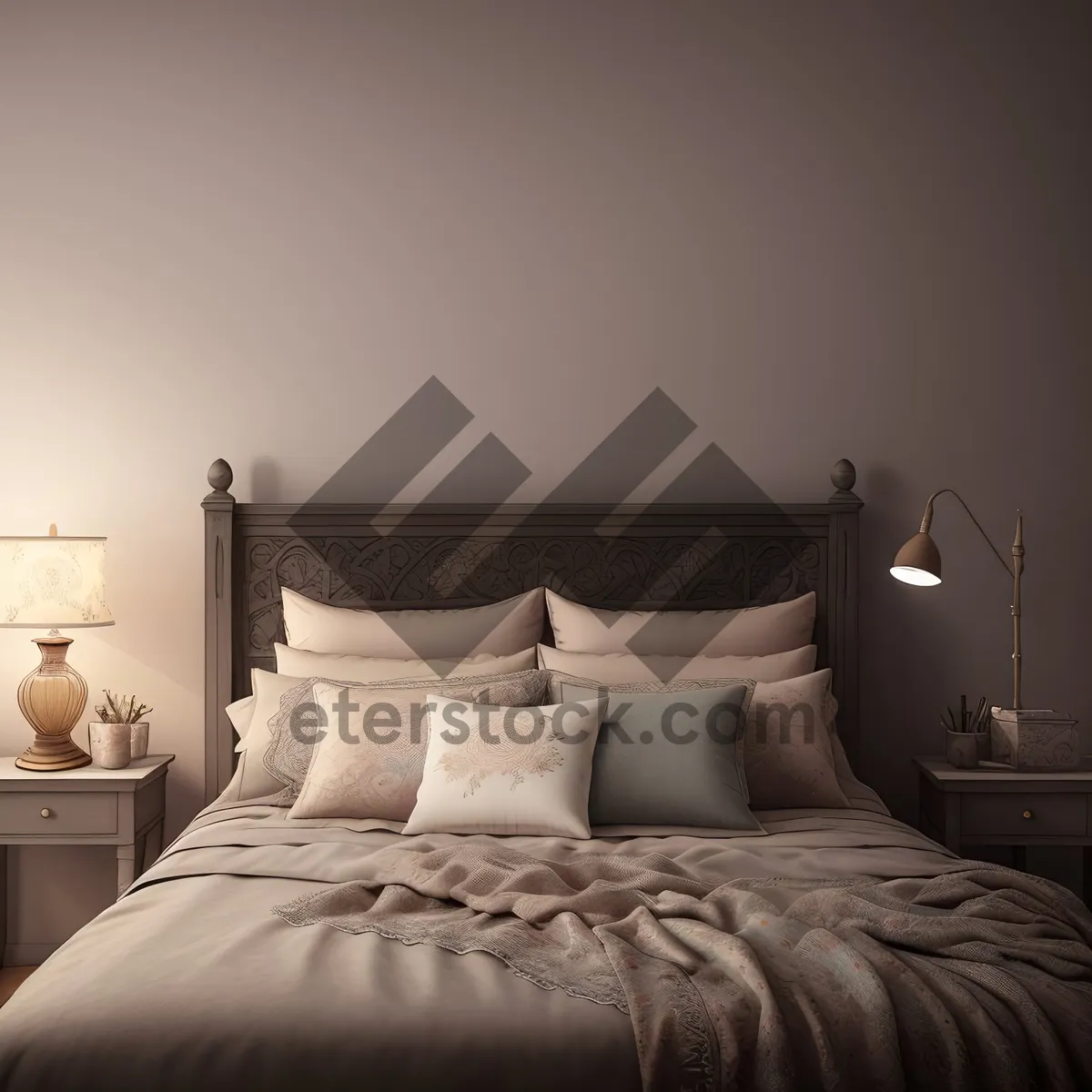 Picture of Modern Luxury Bedroom with Comfortable Bed and Stylish Decor