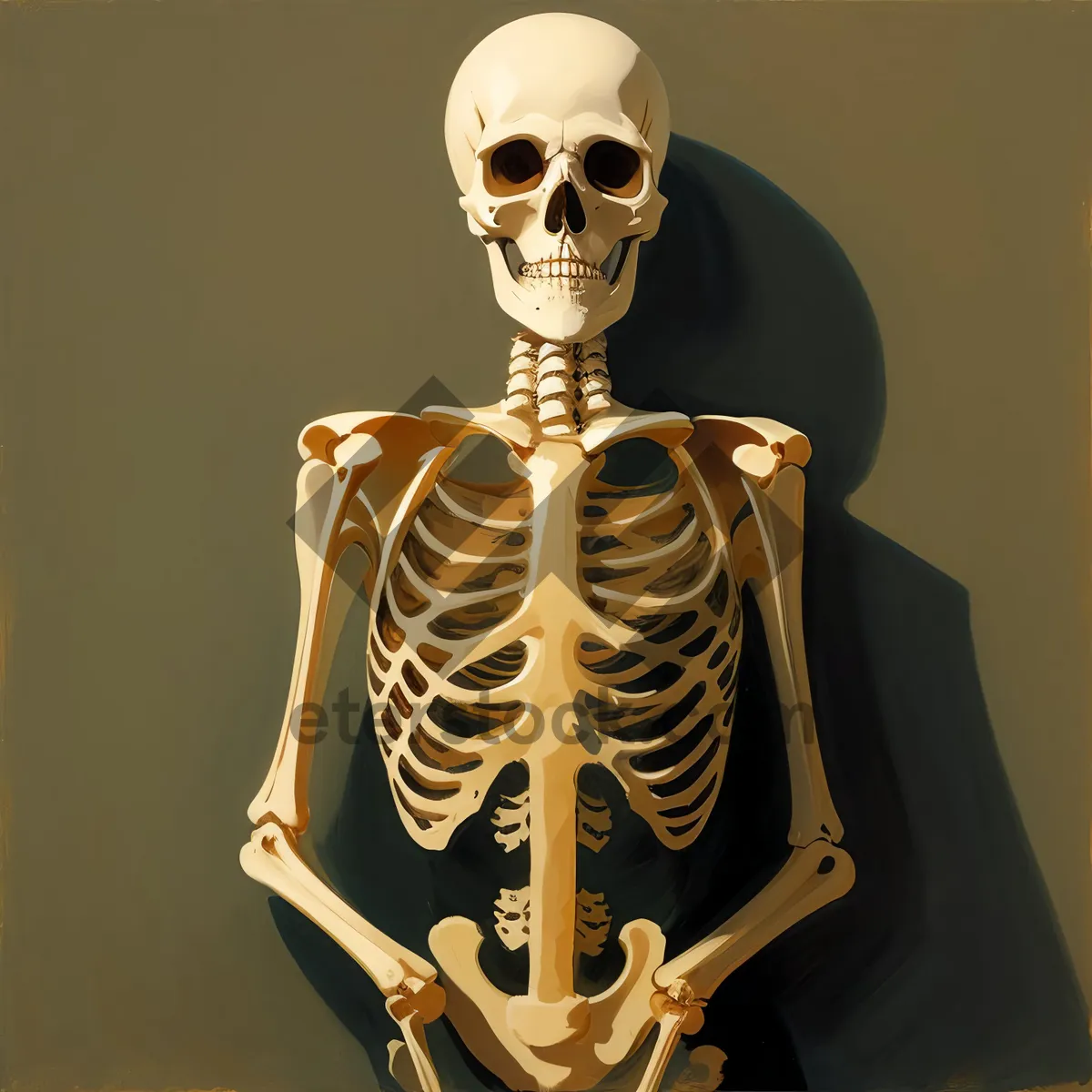 Picture of Spooky Skeleton Head in Haunted Pose
