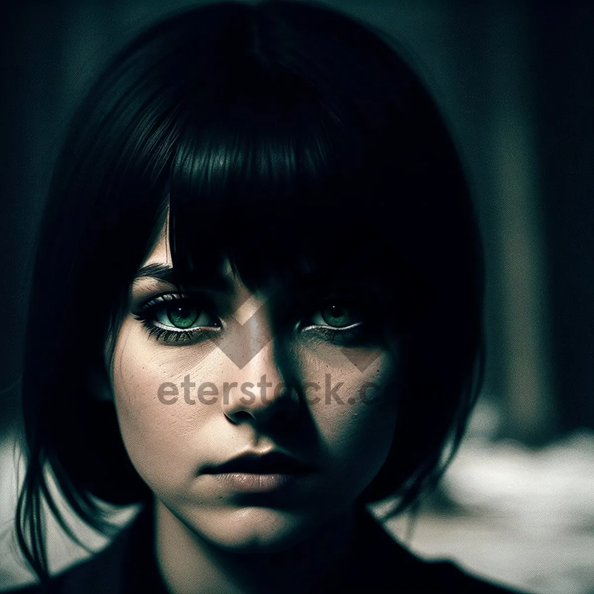 Picture of Locks of Seduction: Stunning Close-Up Portrait of a Mesmerizing Brunette