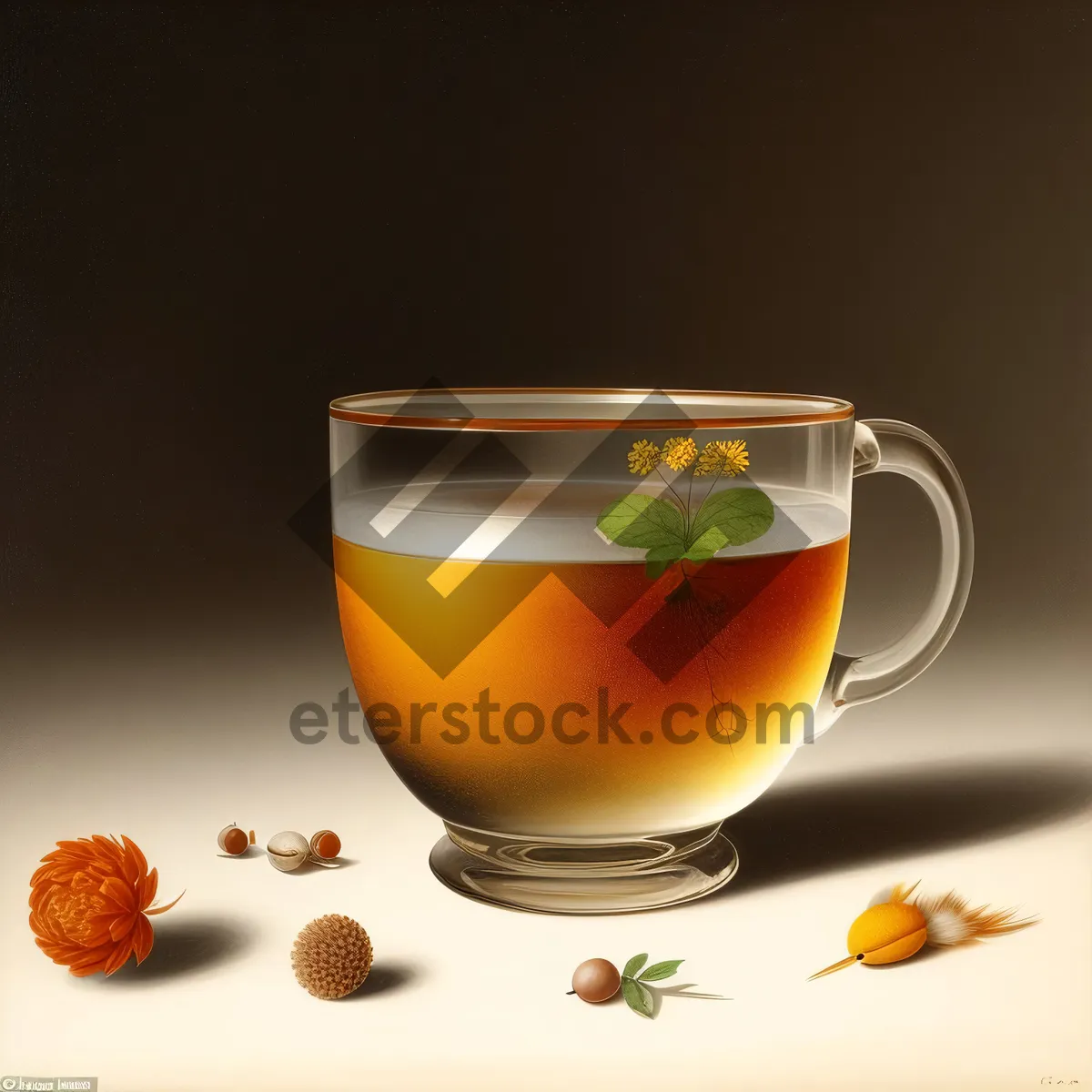 Picture of Refreshing Herbal Tea in Transparent Teacup