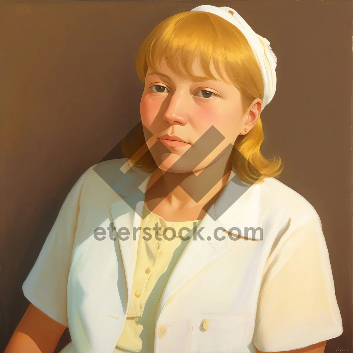 Picture of Smiling Nurse in Medical Coat with Stethoscope