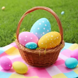 Colorful Easter Egg Basket with Sweet Treats.