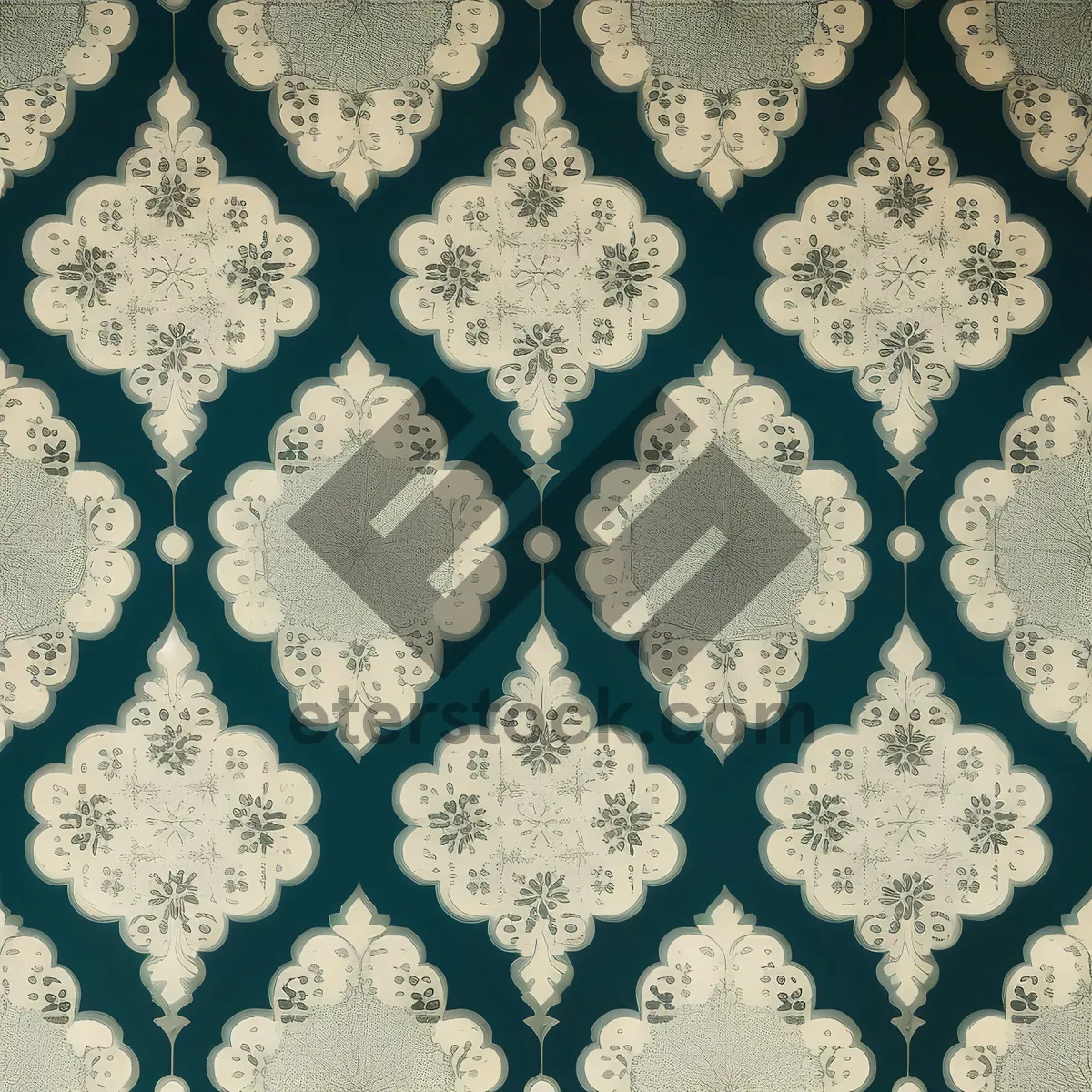 Picture of Elegant vintage floral wallpaper pattern with ornate silhouette.