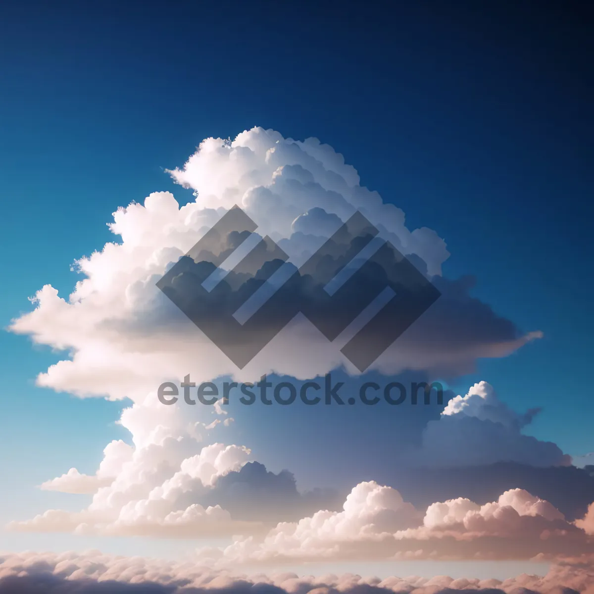 Picture of Summer Sky with Fluffy Clouds and Sunlight