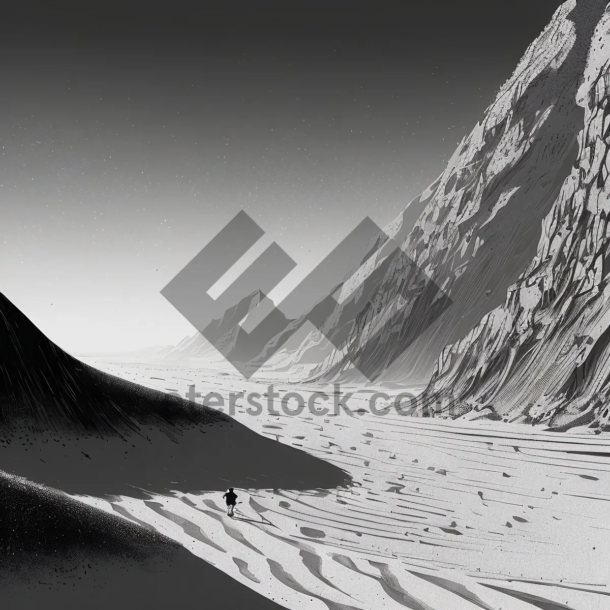 Picture of Winter Mountain Landscape with Snow-Covered Trees under Cloudy Sky