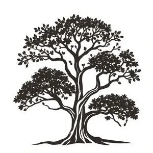 Black floral tree branch silhouette art pattern design