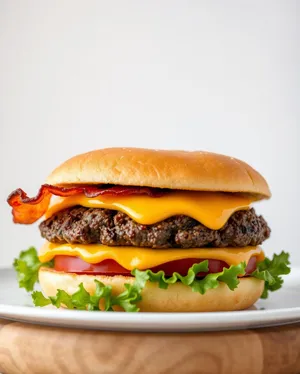 Grilled Cheeseburger with Lettuce and Tomato.