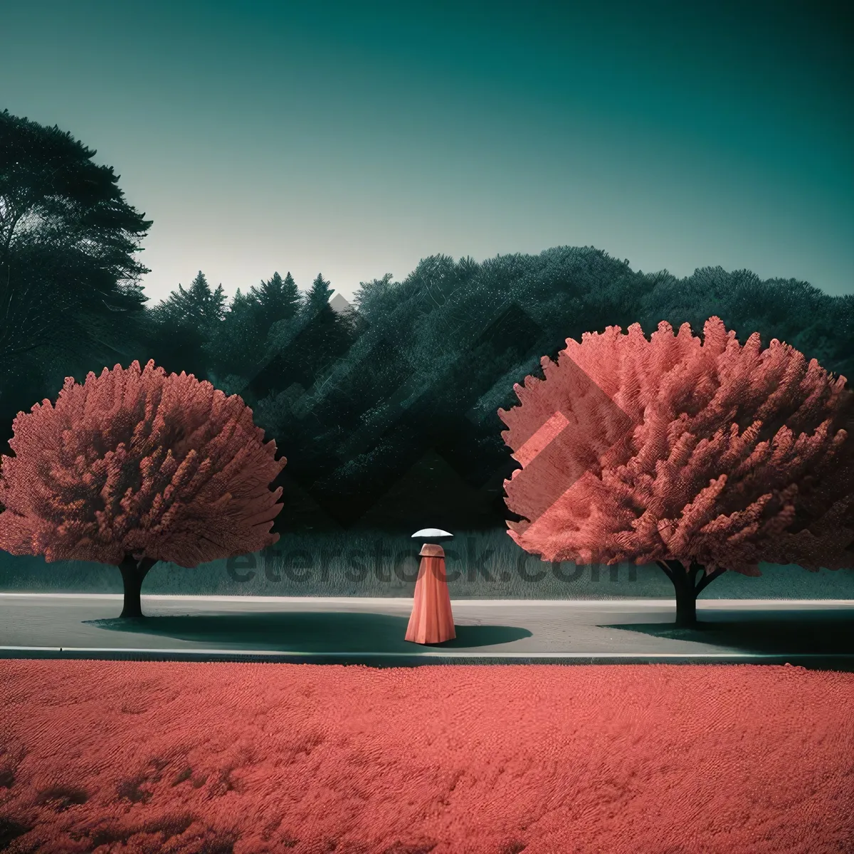 Picture of Serene Autumn Landscape with Colorful Trees