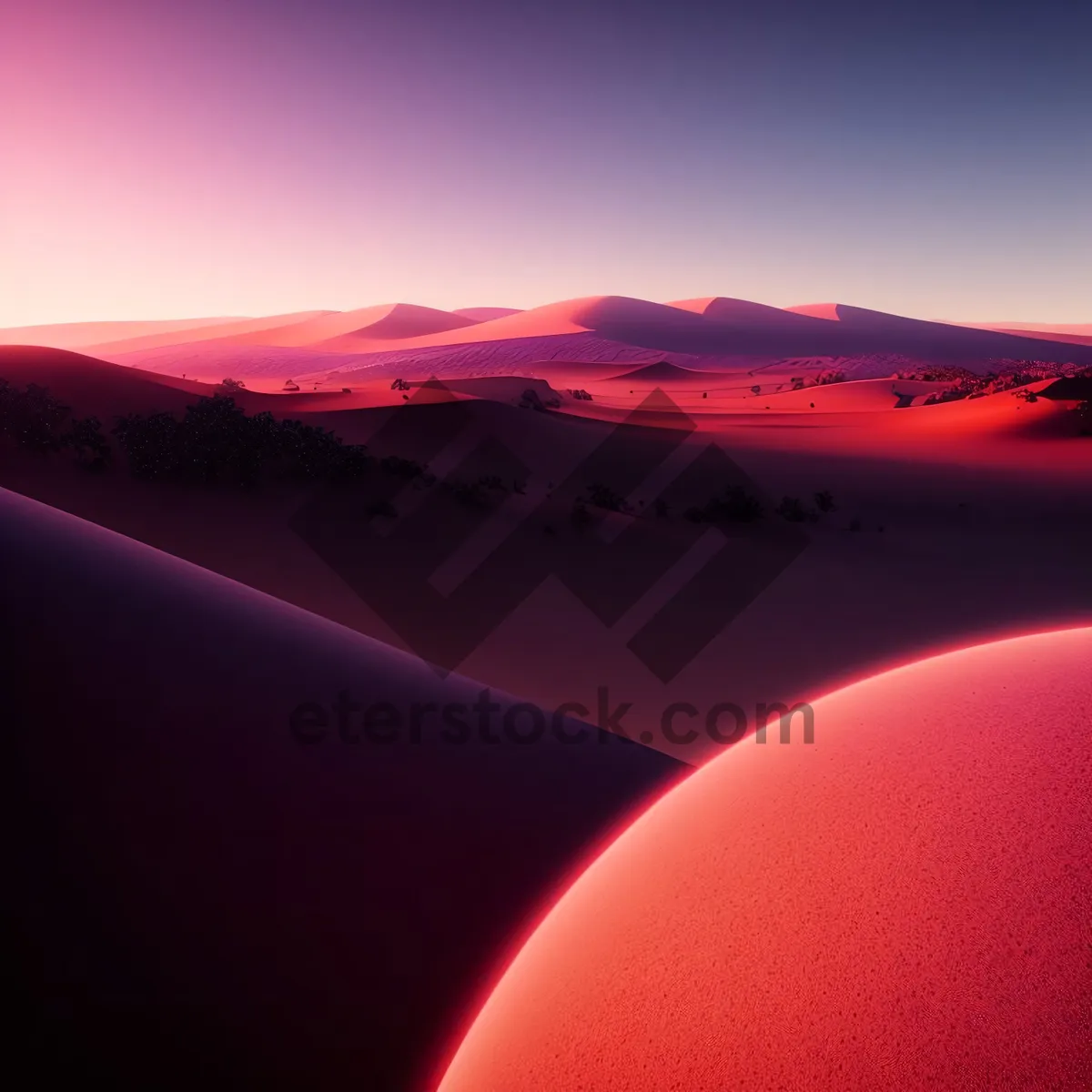 Picture of Golden Horizon: Scenic Sunset Over Desert Dunes