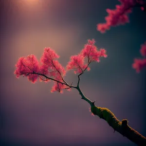 Flowering Pink Maple in Japanese Forest