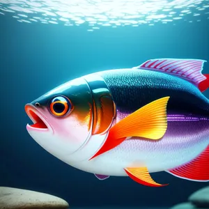 Colorful Goldfish Swimming in Underwater Aquarium