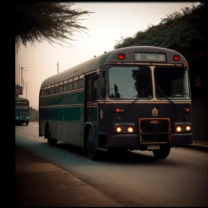 Modern Shuttle Bus on City Street