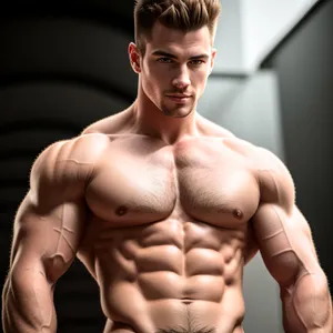 Muscular and Handsome Shirtless Bodybuilder in Black