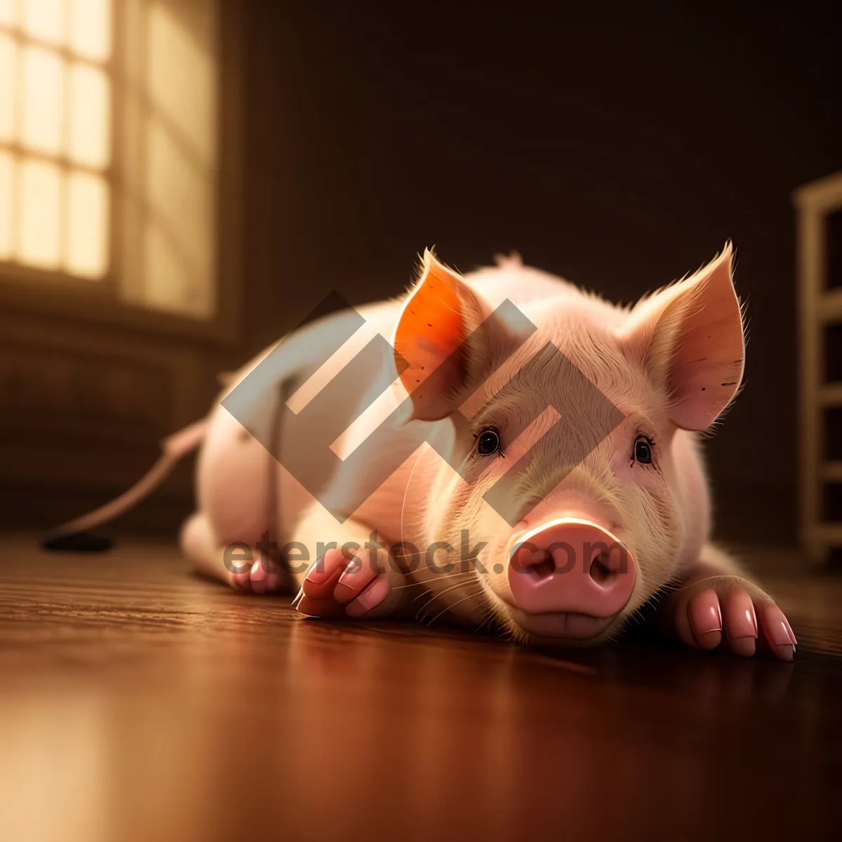 Picture of Pink Ceramic Piggy Bank with Money