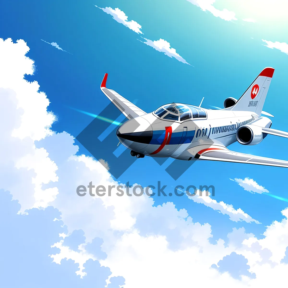 Picture of Jet Flight in Blue Sky - Commercial Airliner Taking Off