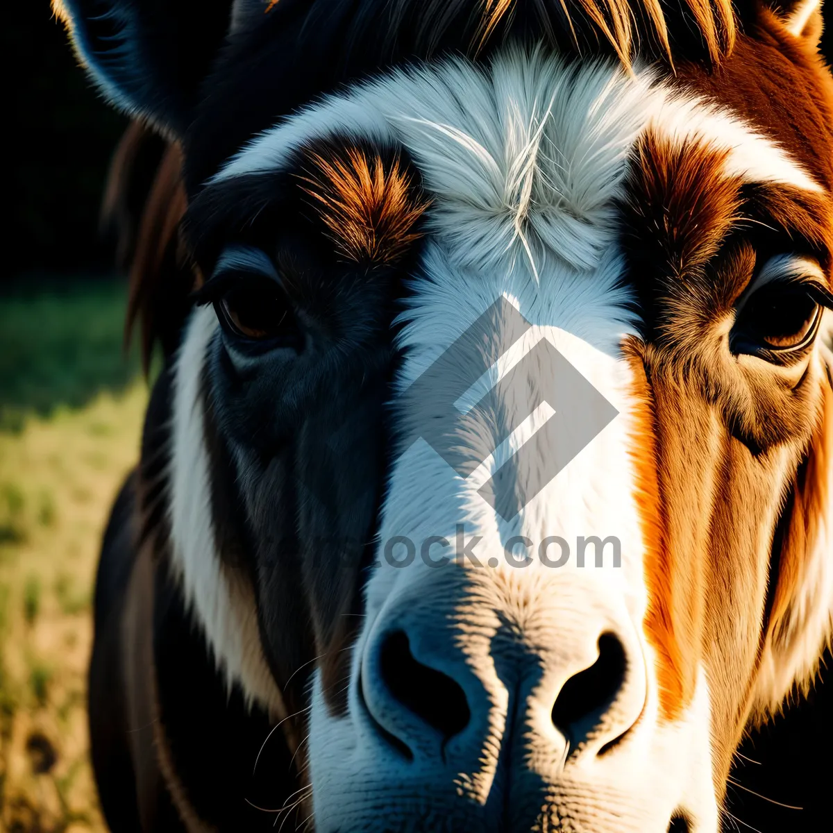 Picture of Majestic Zebra Grazing in Rural Meadow