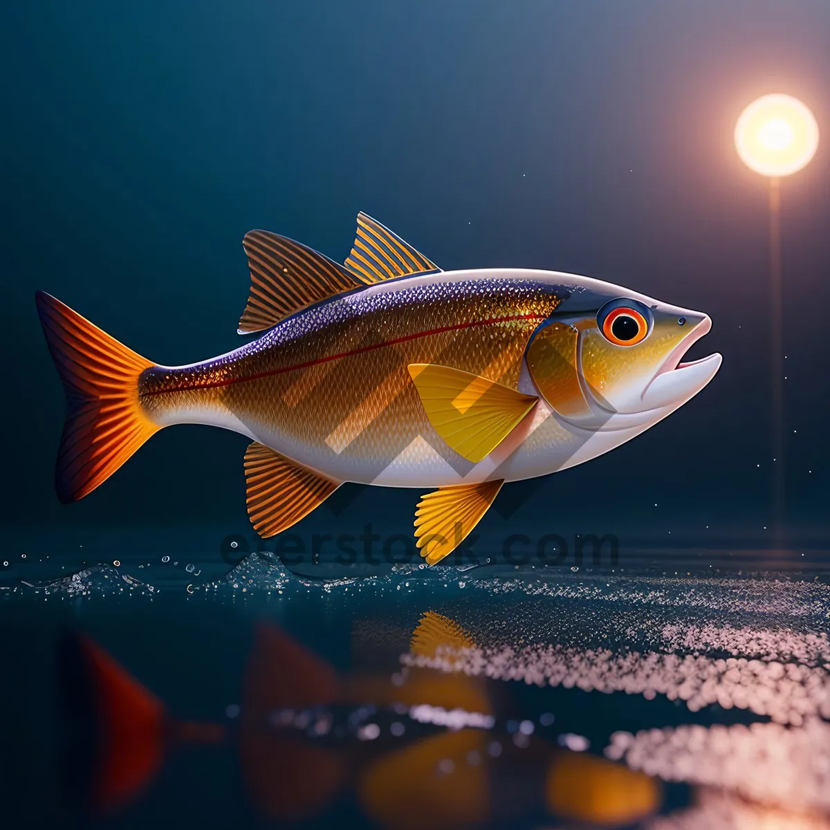 Picture of Exotic Goldfish Swimming in Tropical Aquarium