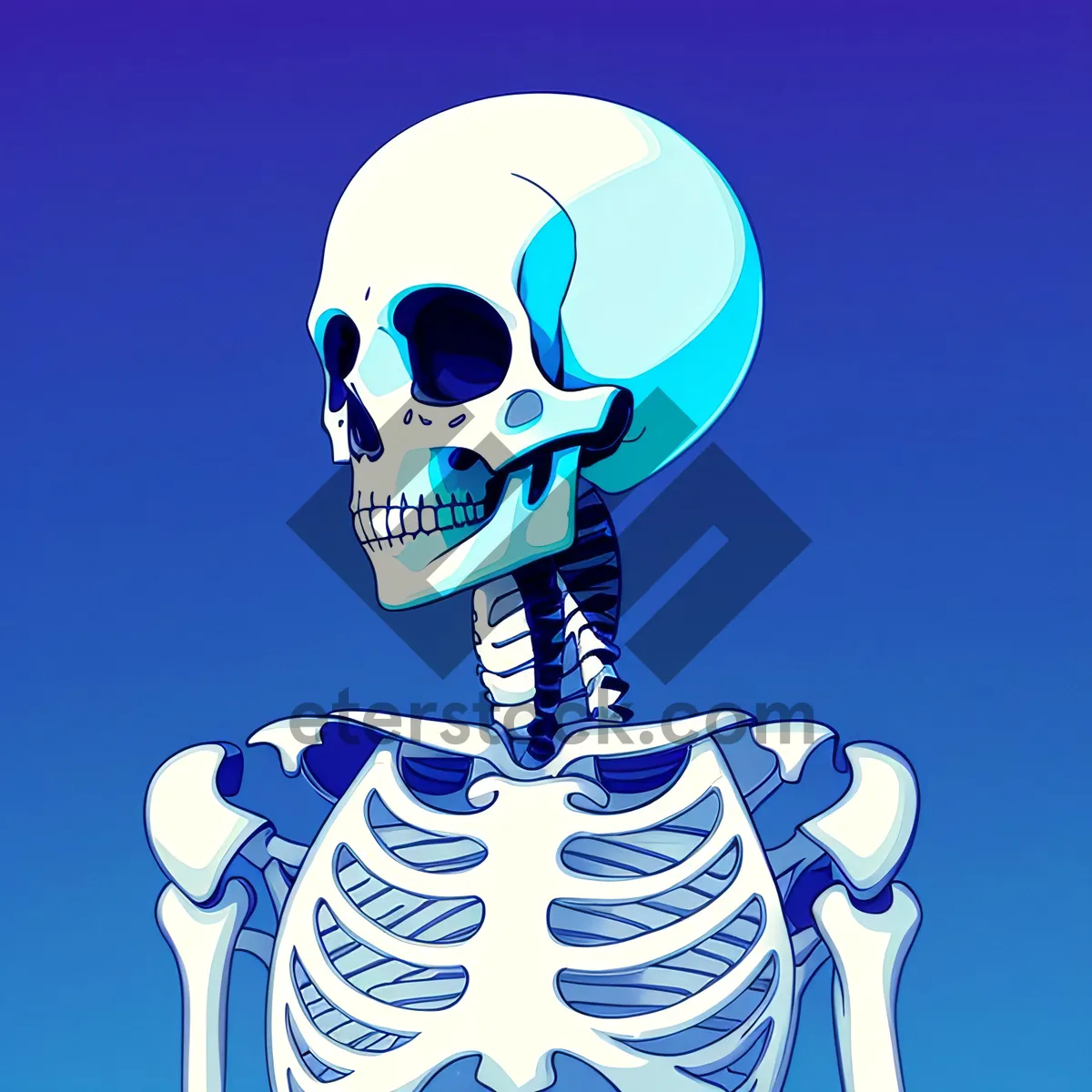 Picture of Creepy Cartoon Pirate Skull - Scary Skeleton Art