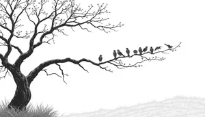Black floral tree silhouette design with leaf branch tracing.
