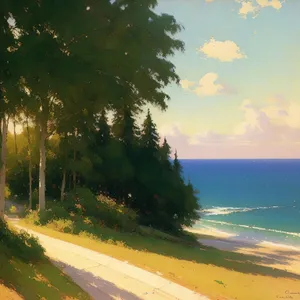 Serene Beach Horizon with Sunny Sky