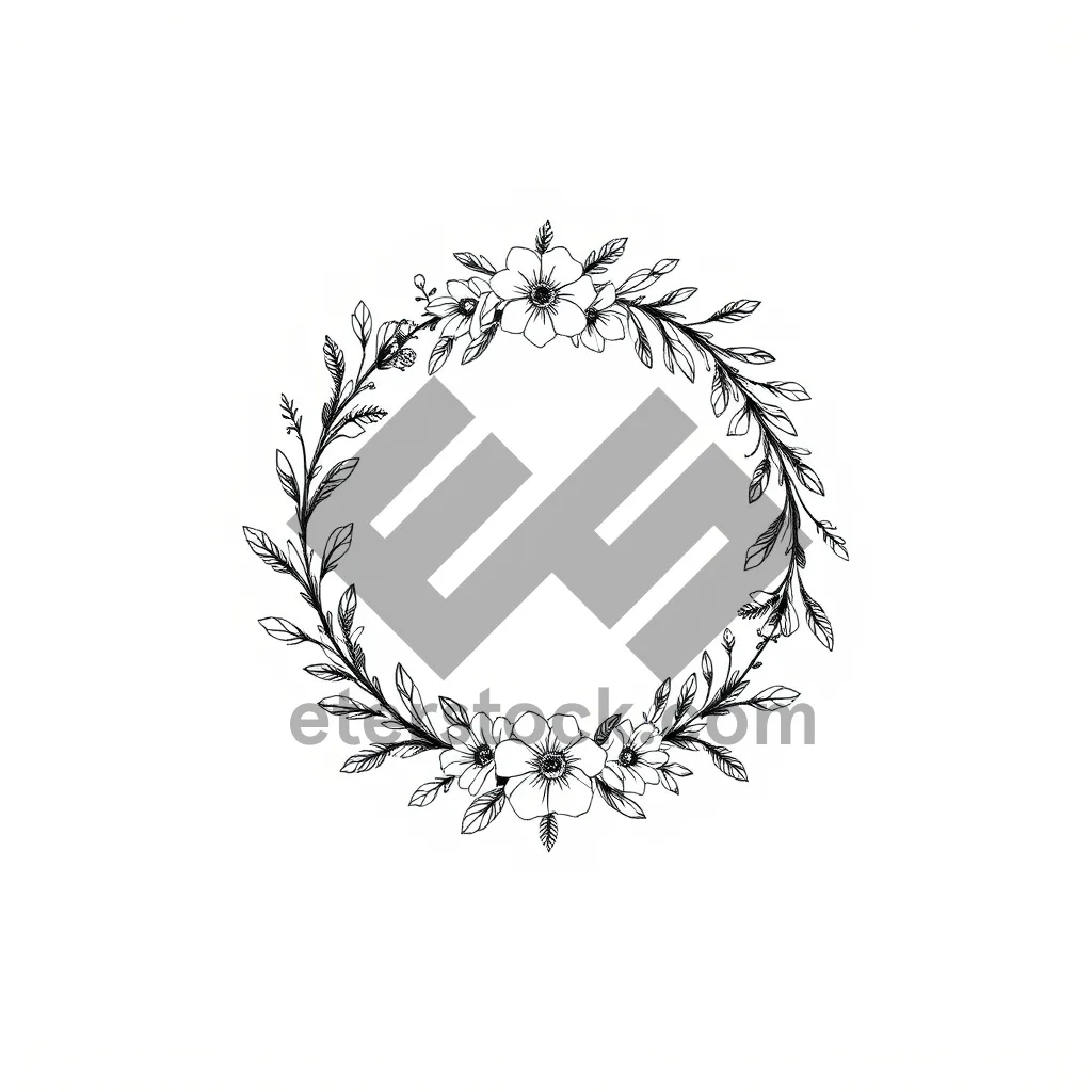 Picture of Floral Pattern with Vintage Border and Decorative Elements