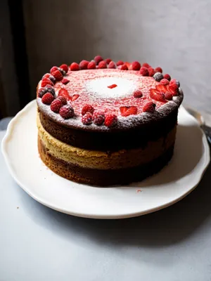 Delicious Sweet Berry Cake with Chocolate Drizzle