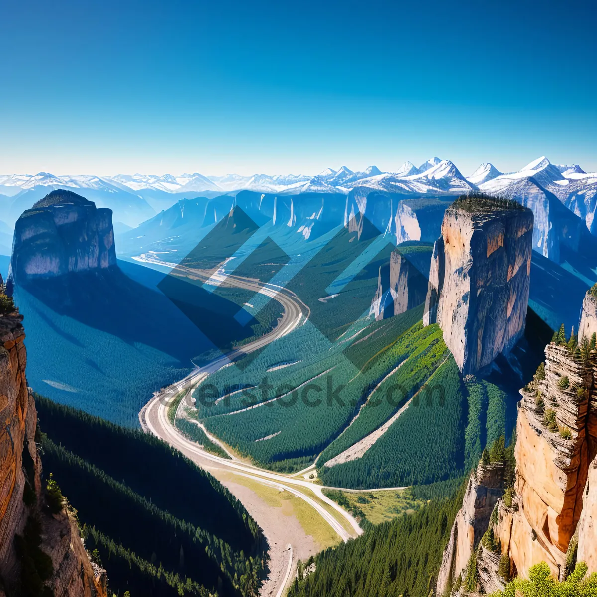 Picture of Majestic Mountain Valley with Serene Lake