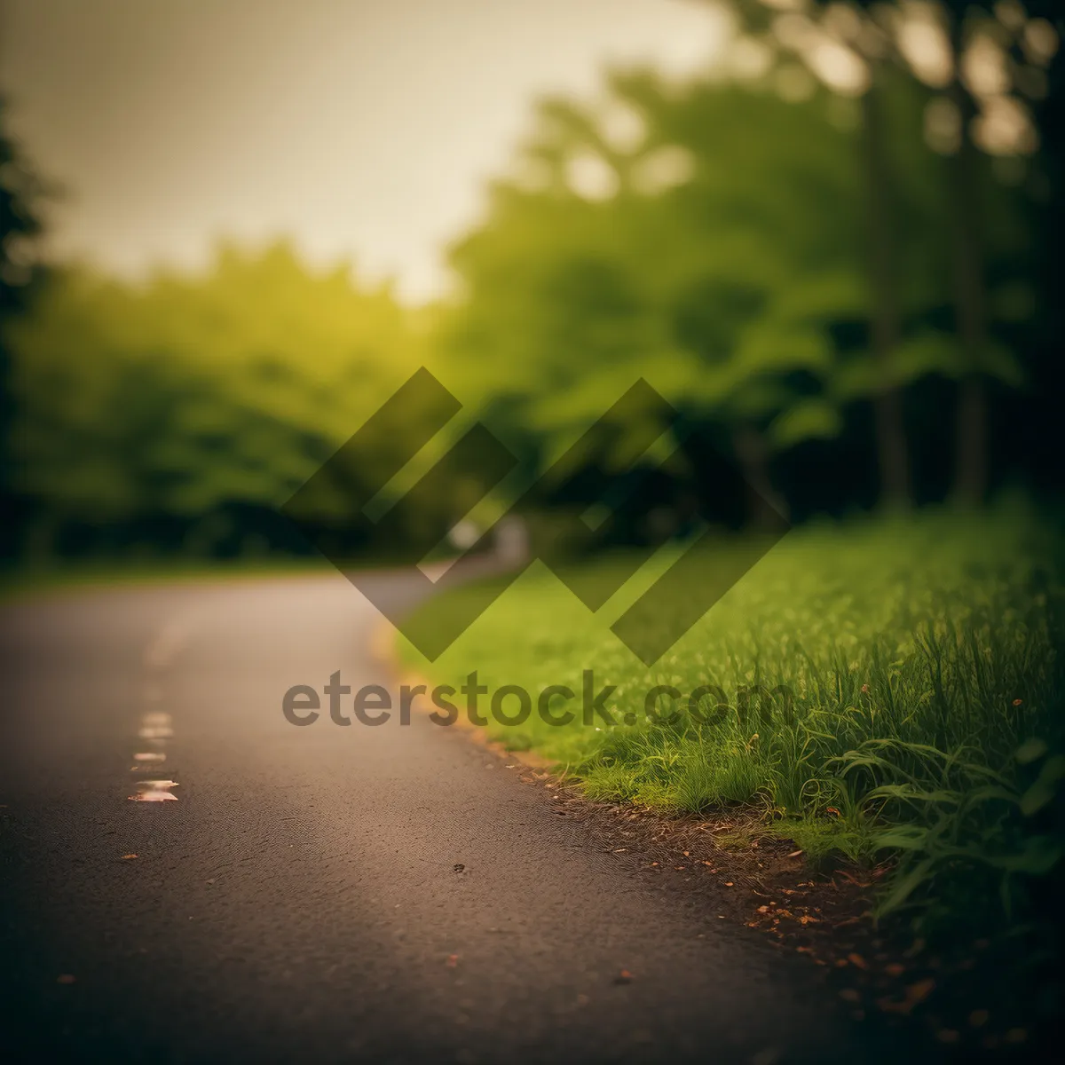 Picture of Serene countryside road through lush spring meadows