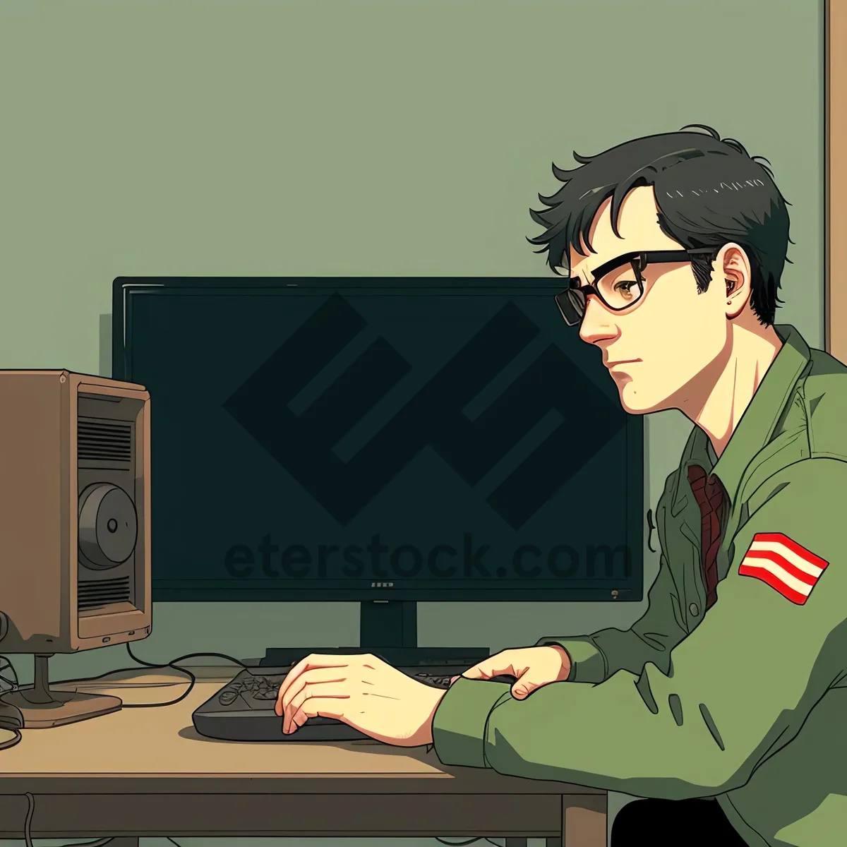 Picture of Happy businesswoman working on laptop in office