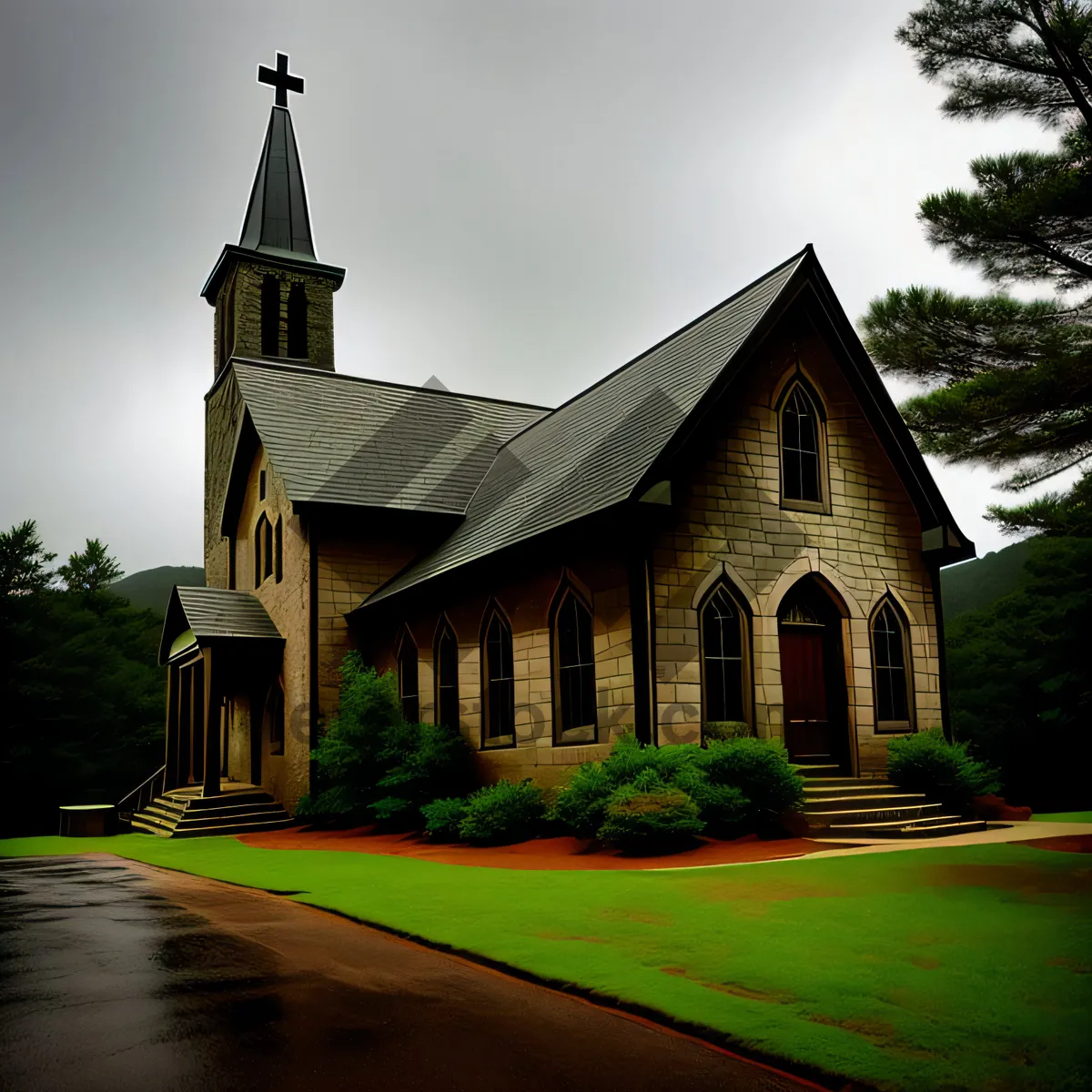 Picture of Historic Cathedral Tower amidst Timeless Architecture