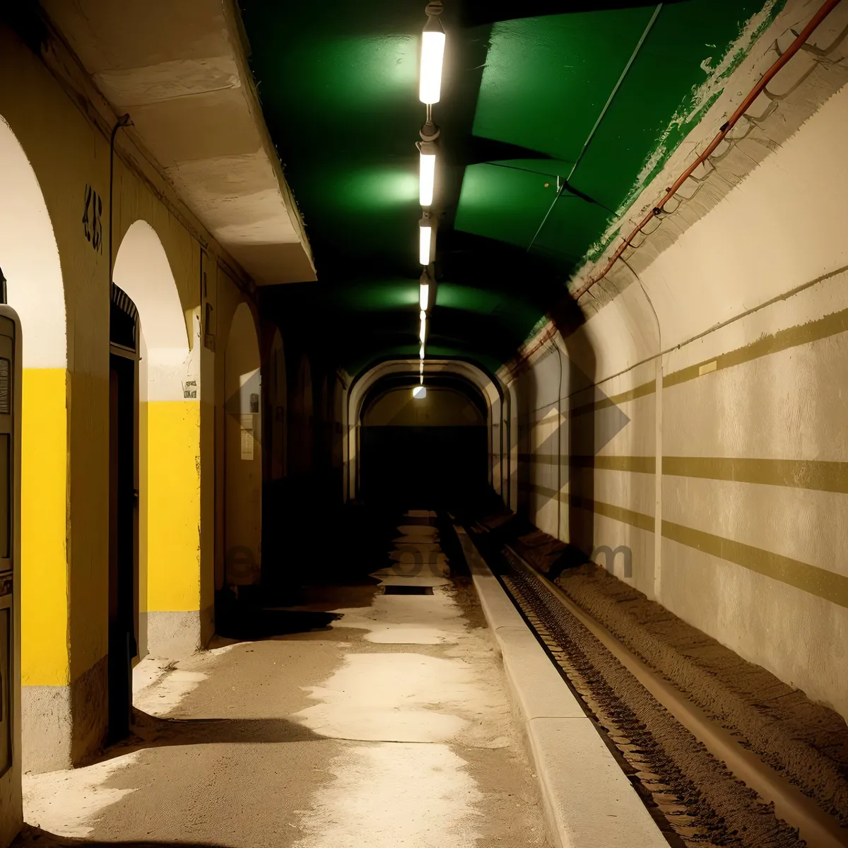 Picture of Urban Subway Terminal Interior with Architectural Corridor