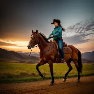 Wild West Stallion Riding Across Rustic Ranch