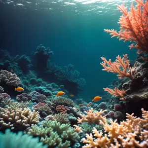Vibrant Marine Life in Sunlit Coral Reef