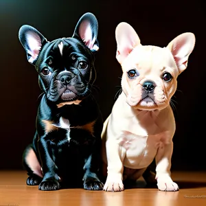 Cute Bulldog Puppy Sitting, Adorable and Wrinkled