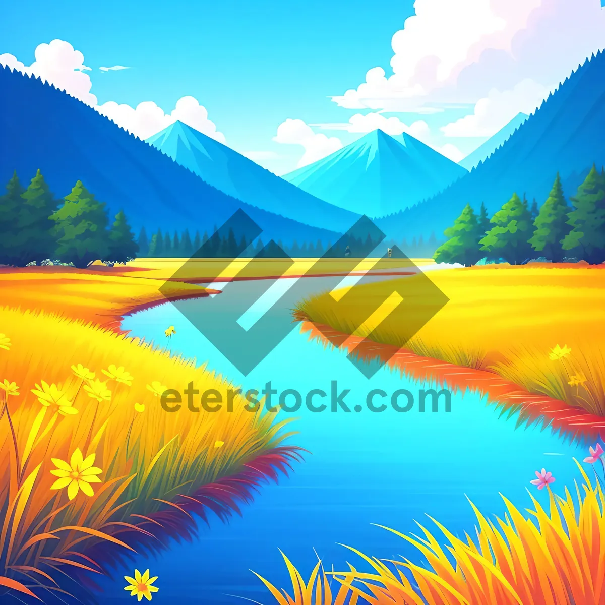 Picture of Vibrant Summer Sky Landscape with Waves