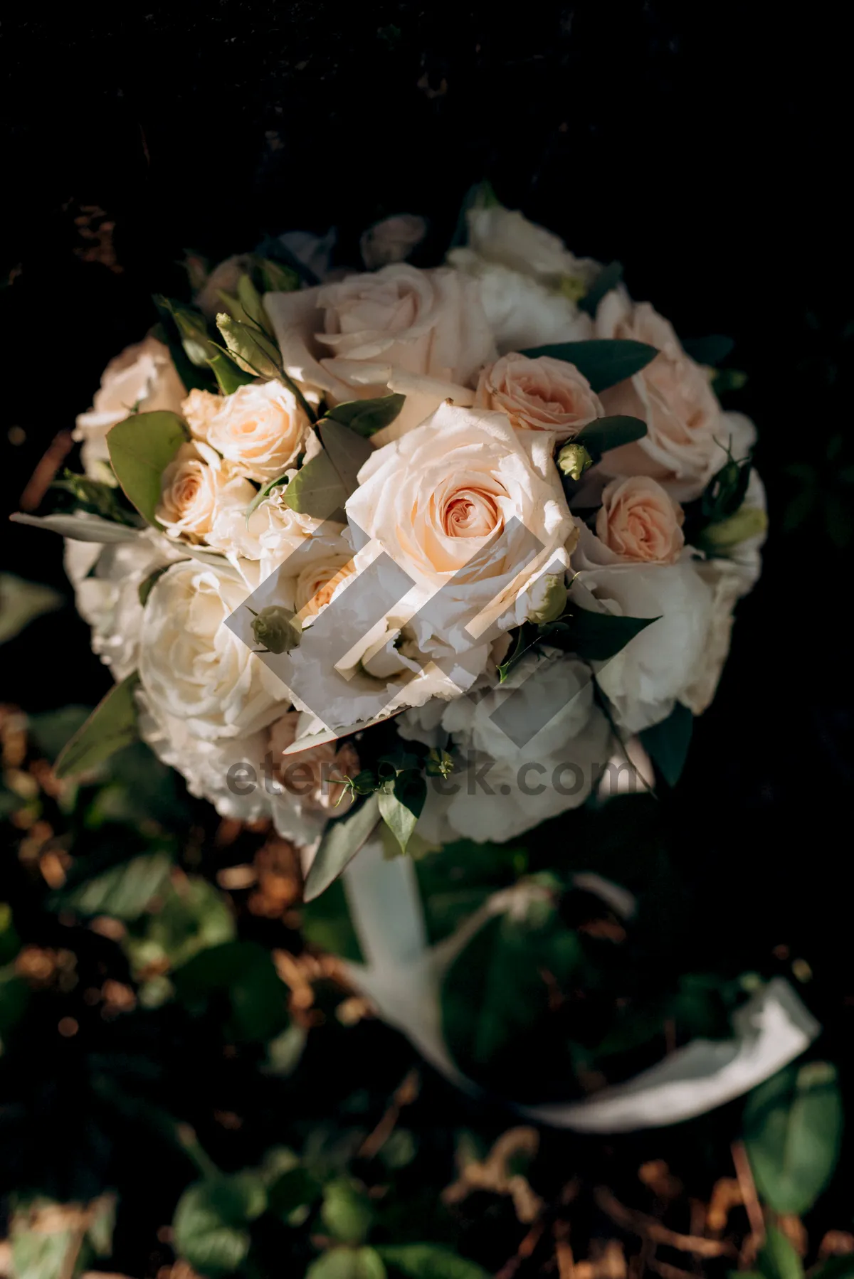 Picture of Spring Wedding Bouquet with Pink Roses and Blossoms