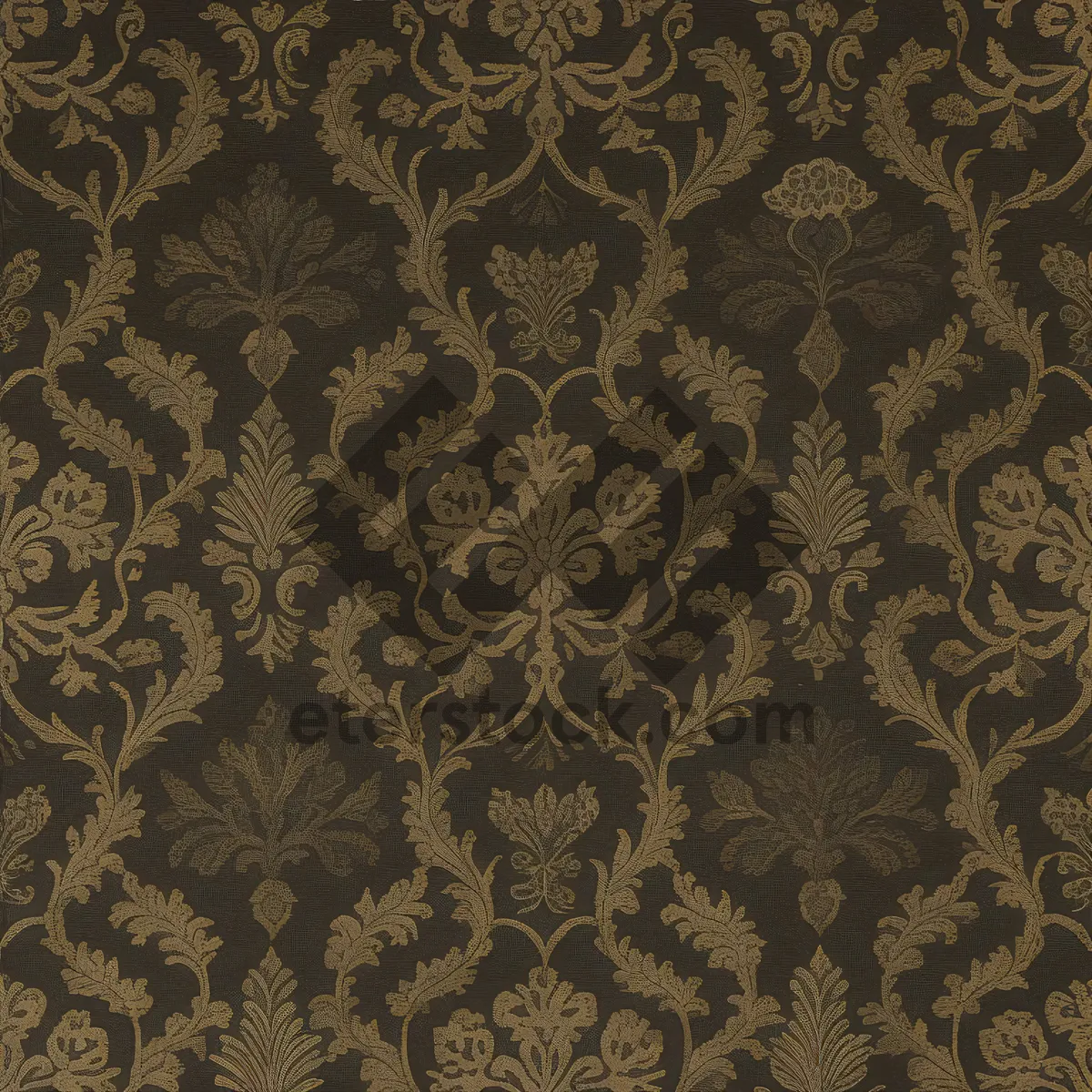 Picture of Vintage floral wallpaper design with ornamental swirls.