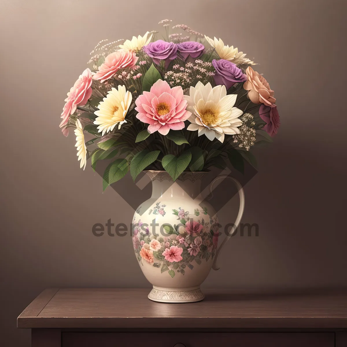 Picture of Pink Floral Vase with Rose Bouquet