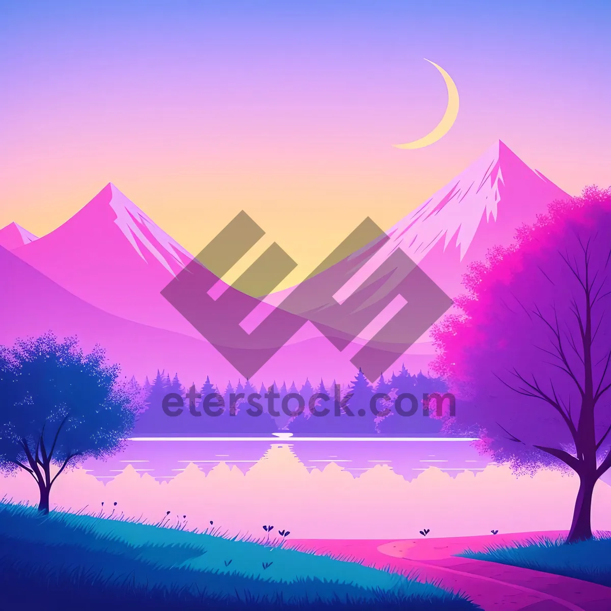 Picture of Enchanting Lunar Illumination: Captivating Colorful Moonlight Art